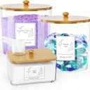 COAZEX 3 Pack Laundry Powder Container & Dryer Sheet Holder, Large Plastic Laundry Room Organization and Storage Jars with Lids, Labels & Scoops for Powder, Detergent, Scent Booster