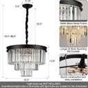 A AXILIXI Black Crystal Chandeliers Modern Round Chandeliers 20" Dimmable 9 Lights Ceiling Pendant Light Fixtures 3 Tiers Luxury Raindrop for Living Room Dining Room Bedroom Foyer