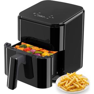 OLIXIS 3QT Air Fryer, Small Air Fryer with Digital PP Touch Panel, 400 Max Temp, Overheat Protection and Auto Shut-off, Nonstick and Dishwasher Safe Basket for Roast, Bake, Broil, Reheat, Black