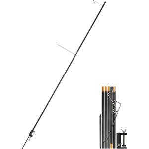 REDCAMP 72in Tall Collapsible Camping Lantern Stand Pole with Stakes and Hooks, Ultralight Portable Folding Aluminum Alloy Lamp Poles for Camping Tables Outdoor Picnic Fishing, Black