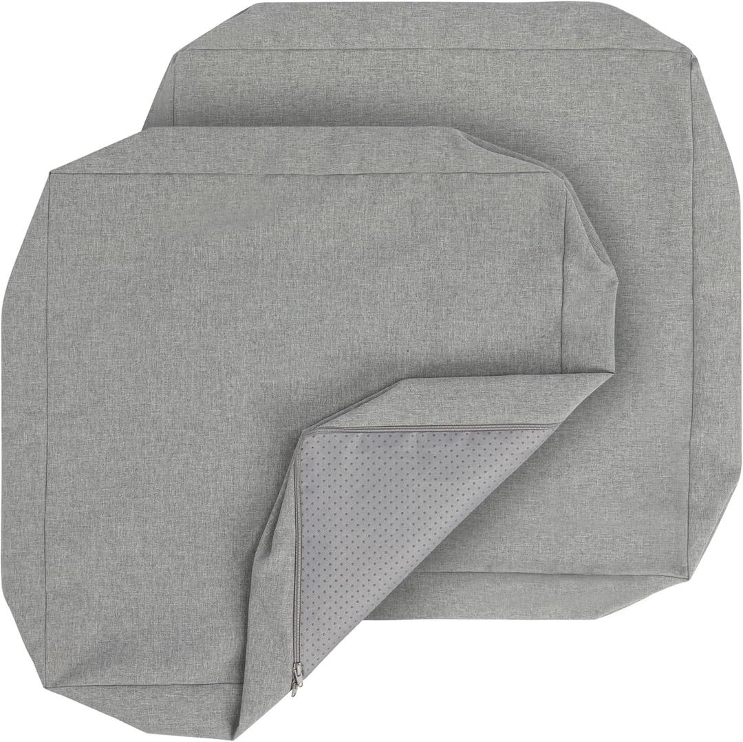 FUNHOME Outdoor Cushion Covers 24 x 24 x 4 inch,Set of 2,Non-Slip Grips Bottom,Replacement Cushion Covers for Garden Patio Furniture Couch Chair,Fade-Resistant Slipcover Only,No Insert(Light Gray)