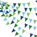 32Ft Golf Party Decorations Blue Green Fabric Triangle Banner Flag Banner Pennant Garland Streamers for Hole in One Wedding Birthday Baby Shower Home Outdoor Garden Masters Golf Party Decoration