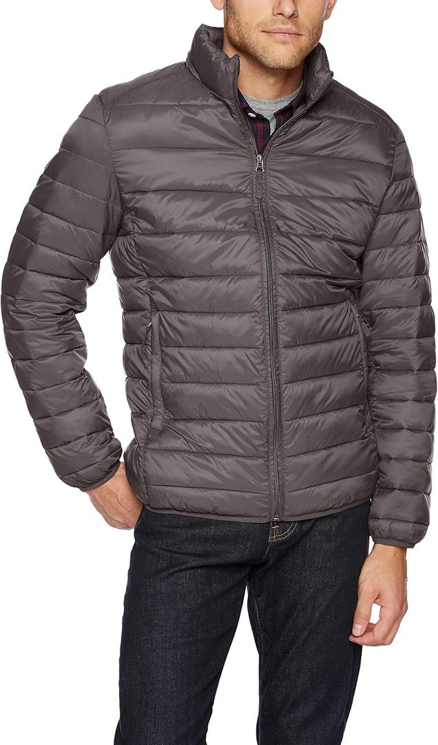 Amazon Essentials Men's Packable Lightweight Water-Resistant Puffer Jacket (Also in Big & Tall) (3X-Large Big, Grey)