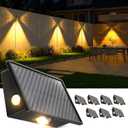 JSOT Solar Fence Lights Outdoor - 8 Pack Waterproof Deck Stair Step Light 5 Lighting Modes for Backyard Garden Wall Outside Patio Decor (Warm Light)