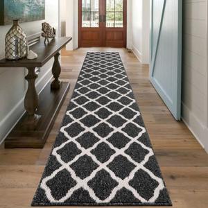 SHACOS Black Runner Rug 2x10 ft Washable Entryway Runner Rugs Non Slip Rubber Backing Hallway Rug Runner Absorbent Kitchen Carpet Runners