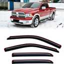in-Channel Rain Guards for 2009-2018 Dodge Ram 1500 Crew Cab, 2010-2025 Ram 2500 3500 Crew & Mega Cab, 2019-2024 Ram 1500 Classic Crew Cab, Window Visor Shields Vent Deflector Shade Wind Dark Smoke