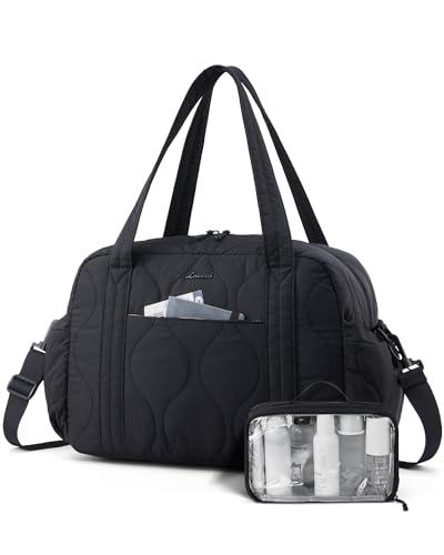 LOVEVOOK Duffle Bag for Travel, Puffer Weekender Gym Bags for Women with Toiletry Bag, Lightweight Carry on Overnight Bag Hospital Bag, Personal Item Bag for Airplanes
