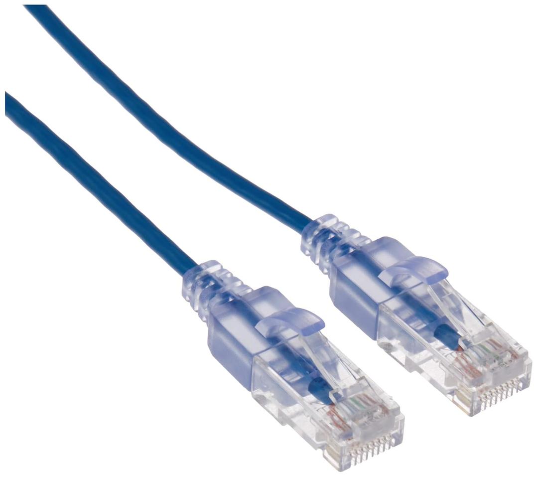 Monoprice SlimRun Cat6A Ethernet Patch Cable - Snagless RJ45 UTP Pure Bare Copper Wire 10G 30AWG 50ft Blue 10-Pack