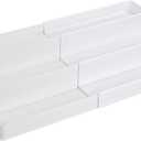 mDesign Plastic Expandable 3-Tier Shelf Rack Organizer - Storage for Bathroom Vanity, Cabinet, Cupboard, Drawer - Holds Medicine, Vitamins, Supplements, Cosmetics - Ligne Collection - White (10.8" x 9.3" x 4.1")