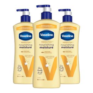 Vaseline Intensive Care Nourishing Moisture Body Lotion 3 Pack Made with Ultra-Hydrating Lipids + Pure Oat Extract for Dry Skin, for Nourished, Healthy-Looking Skin 20.3 oz