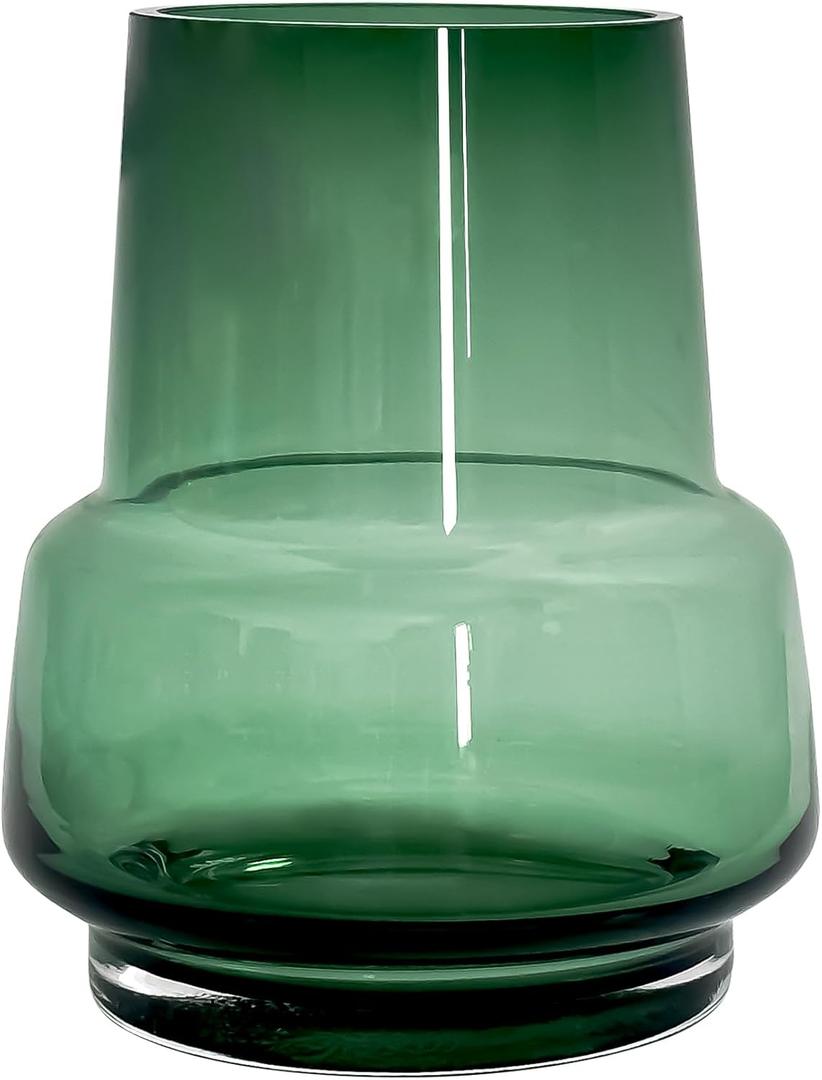 Aoderun Glass Vase for Flowers Handmade Modern Large Flower Vases for Centerpieces Living Room Office Dining&Coffee Table Kitchen Wedding Party 7.5 Inch(Green)