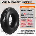 AR-PRO Heavy-Duty 25x8-12 Inner Tubes Universal 25x9-12, 25x10-12 for ATV/UTV, Lawn Tractor, Golf Cart, Snow Blowers, and More - With TR6 Metal Valve Stems - Made from Durable Butyl Rubber