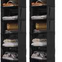 2 Packs Hanging Closet Organizer Storage, 6-Shelf Hanging Shelves for Closet, Closet Clothes Organizer and Storage with Side Pockets, Black