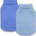 Idepet 2 Pack Striped Dog Sweater, Stretchy Dog Shirt Vest Turtleneck Pet Pullover Puppy Clothes Reflective Sweatshirt Fleece Cat Apparel (Blue Stripe + Navy, Small)