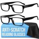 Gaoye +6.0 2-Pack of Reading Glasses - Blue-Light Filter, UV Protection - Readers with Rectangle Frames