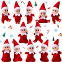 Cunno 12 Pcs Red Christmas Miniature with Clothes Xmas Decorations Tiny Gift Accessories Christmas Advent Calendar Holiday Decorations(Red)