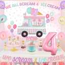4th Ice Cream Birthday Party Decor We All Scream 4 Ice Cream Birthday Party Decor with We All Scream 4 Ice-Creams Backdrop Banner Cake Topper Sweet Summer Party Favors for 4th Girl