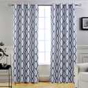 DriftAway Mason Thermal Blackout Grommet Window Curtains Geometric Trellis Pattern 2 Panels Each 52 Inch by 84 Inch Navy