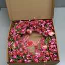 LLZLL Valentines Day Wreath Decor, 22inch Artificial Pink Wreath with Tulip Berry Green Leaf Element, Valentines Wreaths for Front Door Wedding Anniversary Party Candlelight Dinner Decorations