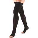 Truform 20-30 mmHg Compression Stockings for Men and Women, Thigh High Length, Dot-Top, Open Toe, Black, Small