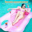 Inflatable Tanning Pool Lounger Float with Sprinkler, Pool Float Adult with Pillow & Cup Holder, Sunbathing Blow Up Tanning Bed, Suntan Tub Raft Floatie for Backyard Summer Water Party Extra-Large