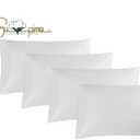 100% Supima Cotton 600 Thread Count Queen Pillowcase Set of 4, Luxury Hotel Pillow Cases,Soft & Silky Sateen Weave, Premium Quality Queen Pillowcase 4 Pieces (White, STD*4 pcs)