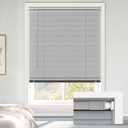 LazBlinds No Tools No Drill Cordless 1" Vinyl Mini Blinds, 100% Blackout Blinds for Indoor Windows, Room Darkening Privacy Window Blinds and Shades for Interior, 37" W x 64" H, Grey