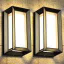 ledmo Outdoor Wall Light 1800Lm Modern Outdoor Porch Light 3000K Bright Lighting Black Exterior Lighting Fixture Waterproof Christmas Fixture for House,Patio,Garage,Backyard,Hallway2 Pack