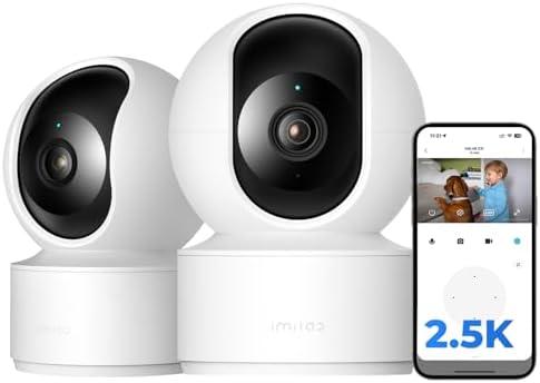 IMILAB C21 2.5K Security Camera Indoor 2 Pack, Room Camera for Bedroom 360° View, Pet Cam w/Phone App & Speaker, Indoor Cam for Dog/Kid/Baby/Elderly, Plug-in, 2.4GHz WiFi, Local/Cloud Storage