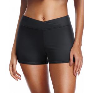 Yonique Womens Swim Shorts Bathing Suits Bottoms Swimsuit Bottoms (Black, XL)