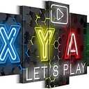 Merrleem Gaming Symbol Wall Art Canvas Prints, Gamer Art Decor, Teen Boys Game Room Bedroom Wall Picture, Game Icons Decoration (Large, Wrapped Canvas