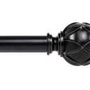 KAMANINA Curtain Rods for Windows 66 to 120 Inch, 7/ 8 Inch Black Heavy Duty Curtain Rod 32 to 115 (2.6-9.6ft), Adjustable Decorative Drapery Rods with Netted Texture End