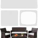 3 Pack Outdoor Cushion Covers Replacement, Waterproof Stretch Patio Seat Slipcovers Fit for 4-Seater Wicker Rattan Conversation Set Loveseat Chair Furniture, Cover Only, White