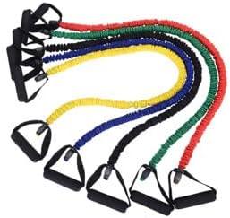 Resistance Bands Set, 10-50 lbs, Multi-Color Exercise Bands with Handles, Carrying Bag