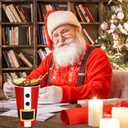 50Pcs Christmas Santa Plastic Cups, 16 oz Santa Belt Design Red Black White Disposable Drinking Cup Xmas Holiday Party Drinkware Table Decor for Xmas Winter Party Beverage Drink Supplies