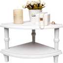 Wood Corner Counter Shelf,Rustic Pedestal Stand,White Sector Farmhouse Corner Shelves,Stackable Countertop Bathroom Organizer, Tray Riser for Coffee Bar Table and Kitchen Counter Decor  (9.5" White)