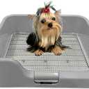 [DogCharge] Indoor Dog Potty Tray with Protection Wall Every Side for No Leak, Spill, Accident - Keep Paws Dry and Floors Clean (Tray Only, Grey)