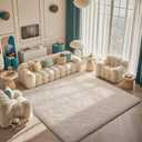 Ophanie Rugs for Living Room, Upgrade Non-Slip Fluffy Soft 5x8 Area Rug, Shag Large Fuzzy Plush Carpets for Bedroom Ivory, Shaggy Kids Boys Girls Dorm Nursery Home Decor Aesthetic