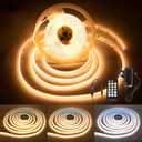 Meevt Led Strip Light 16.4ft Warm White LED Lights for Bedroom, Ultra Bright 24V Cabinet Strip Lighting with Remote Control, Ambient Mood Lighting for DIY Mirror, TV, Nightstand, Kitchen