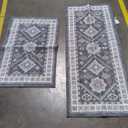 Boho Kitchen Rug Sets 2 Piece with Runner, Non-Slip Kitchen Mats for Floor Stain-Resistant and Washable Kitchen Rugs and Mats Grey Kitchen Floor Mat Runner Carpet for Kitchen, Hallway, Easy to Clean