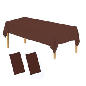 Plastic Tablecloth Pack Disposable Table Cover for Rectangle Table, 2 Brown