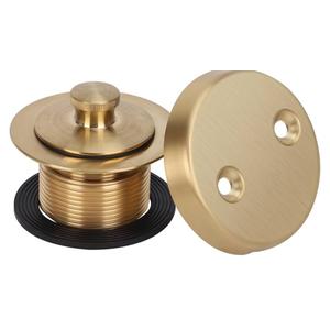 PRIMSOPH Lift Turn Tub Drain Trim Kit with Two Hole Overflow Faceplate Conversion Kit Assembly Universal Fine Coarse Thread Replacement Brushed Gold