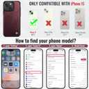 Vinich for iPhone 15 Wallet Case with Card Holder, RFID Blocking Credit Slots Kickstand Shockproof Phone Cover Fit for iPhone 15 6.1" Burgundy