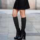 4 x Loritta Womens Leg Warmers Winter Warm Knit Long Boot Socks Slouch Knee High 80s for Party (B7-2 Pairs(black+dark Grey))