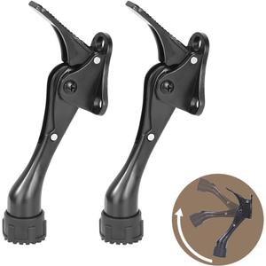 Kickdown Door Stopper 4 Inches - 2 Packs One Touch Adjustable Height Door Stop for The Bottom of Door The Bottom of Door Aluminum Alloy Metal Door Stopper with Rubber Tip Black
