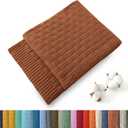 TREELY 100% Cotton Knitted Throw Blanket Couch Cover Blanket(31 x 40 Inches, Brown)