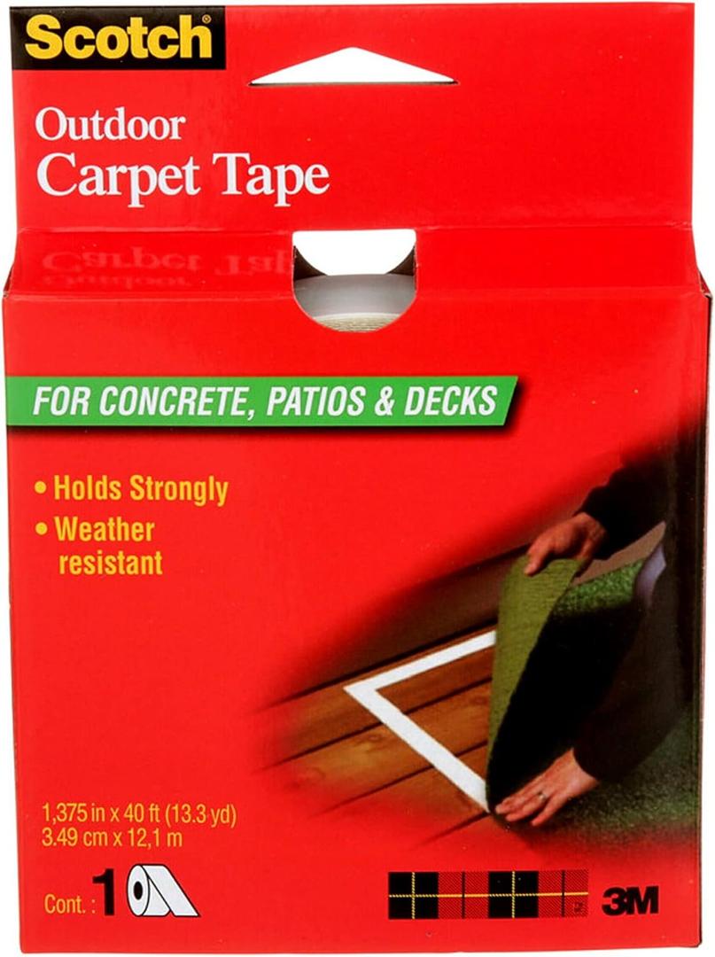 3M Scotch Double-Sided Carpet Tape 1.3 in x 40 ft Heavy Duty Indoor/Outdoor Rug Gripper for Hardwood, Vinyl, Tile & Concrete Floors Non-Slip Adhesive for Area Rugs and Mats