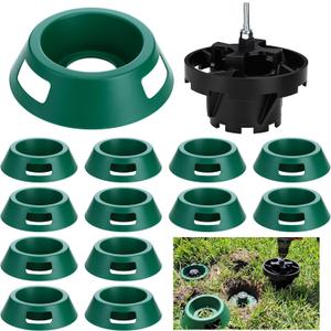 Weysat 10 Pack Sprinkler Protector Donut with Sod Cutter Drill Attachment Prevent Grass Overgrowth and Blocking - Dark Green