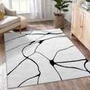 YIHOUSE 4x6 Washable Living Room Rug - Modern Abstract Black and White Area Rug Non-Slip for Bedroom Home Office (Warping, 4'x6'ft)