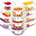 VERONES 12 Packs Glass Food Storage Containers Set, Airtight Glass Lunch Containers, Glass Meal Prep Containers with Lids,Exclusive of BPA, for Microwave, Oven, Freezer & Dishwasher Friendly,White